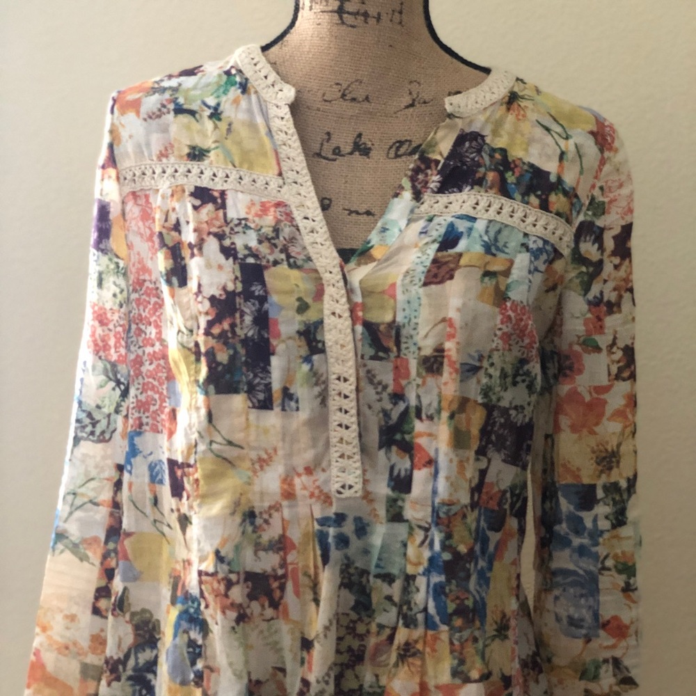 Rare Anthropologie Maeve Patchwork Popover - Small - Picture 2 of 3